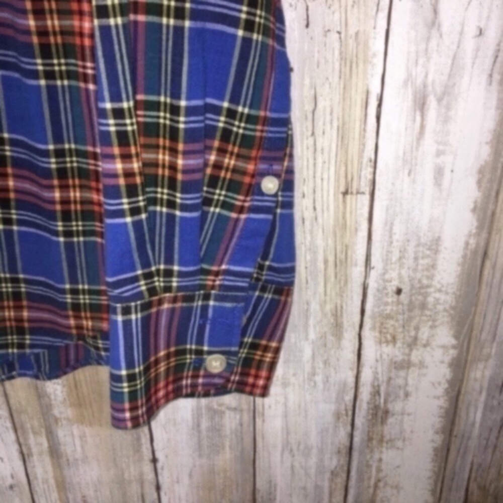 J.Crew Plaid Button Down Blue Red Tartan Cotton Collared Casual Preppy Layering - Picture 2 of 5